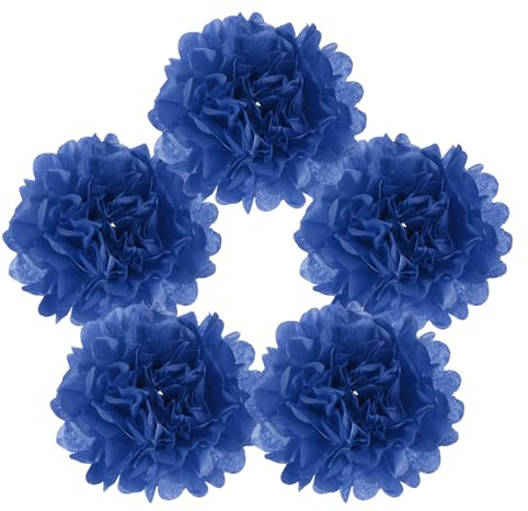 QUARKZMAN 5pz Pom Pom di Carta, 6 Pollici Fiori di Carta di Tissue Messicani per Feste di Compleanno Matrimonio Blu Scuro