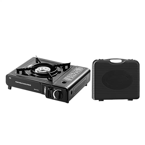 Hornillo de Gas Portátil 2900W Compacto con Maletín, Estufa Camping de Alta Potencia, Quemador de Butano Dual para Excursiones y Outdoor​ (Negro)