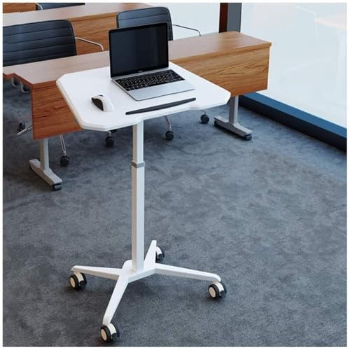 Höhenverstellbares, neigbares Rednerpult mit Rollen, mobiler Multifunktionsschreibtisch, ergonomische Kanzel für Büro, Klassenzimmer und Vorlesungen, weiß 70×45×75cm