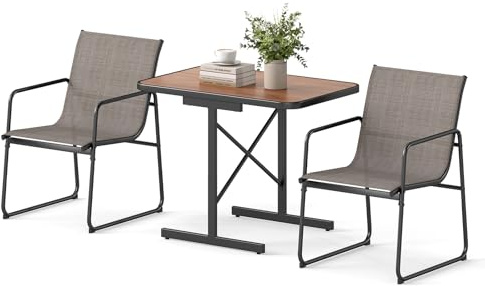 COSTWAY 3-TLG. Gartenmöbel Set, Bistrotisch mit 2 Stühlen, Balkonset mit 2 Stühle und Tisch, Balkonmöbel, Terrassenmöbel, Gartengarnitur, platzsparende Sitzgruppe für Balkon, Garten, Terrasse