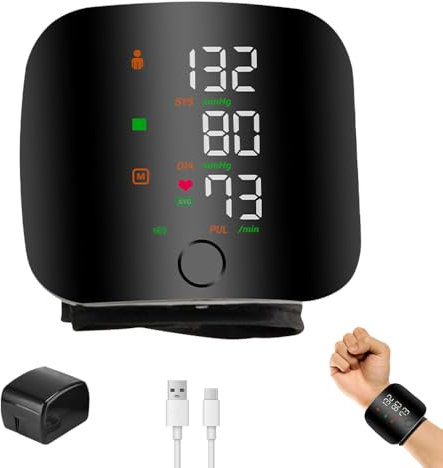 Afenau Wrist Blood Pressure Monitor, Rechargeable LED Touch Screen Blood Pressure Machine, Adjustable Wrist Cuff Bp Monitor Blood Pressure for Adult Elder at Home or Travel Use