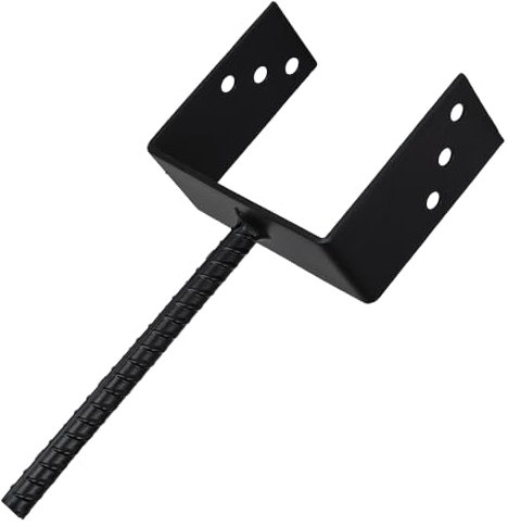 Heavy Duty Black Concrete in U Shape Pergola Post Support | Pergola Post Ground Anchor (80mm)
