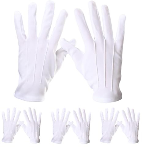 Handschuhe Weiss, 4 Paar Weiße Handschuhe Baumwolle,Care Baumwollhandschuhe, Bequem Und Atmungsaktiv, Für Hautpflege, Schmuck Untersuchen