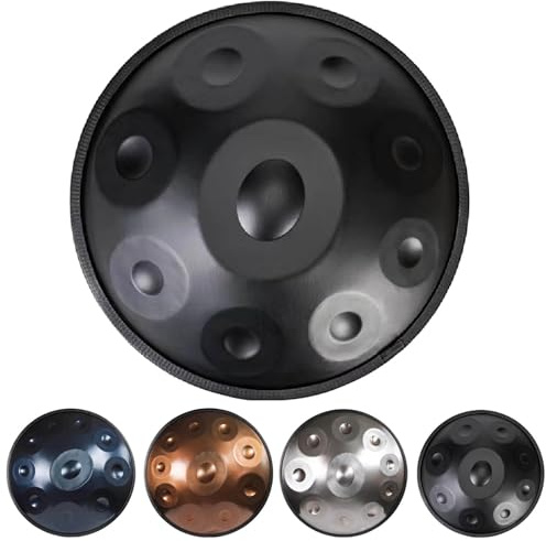 432Hz/440Hz Handpan Drum 9/10/12-Notes 22in Handpan Drum Instrument In D Minor Steel Hand Pan Drums For Adults With Soft Handpan Bag, Handpan Stand(Black,432HZ/10Note)