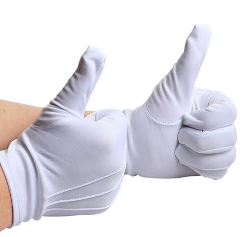 Teksome Gants Blancs De Cérémonie,Gants Uniformes Transpirants - Blancs Confortables Pour Soirée, Mariage, Jardinage, Cuisine Et Tenue Professionnelle