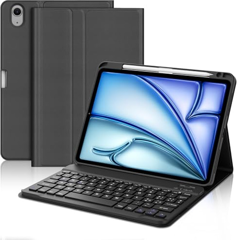 WAVATA Tastiera per iPad Air 11 pollici M4 2026/M3 2025/M2 2024, Custodia Tastiera per iPad Air 5/4 10.9, Pro 11 Magnetica Bluetooth Staccabile Italiano QWERTY Layout, Nero