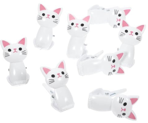 ABOOFAN Pinces Sachet Alimentaire en Plastique Blanc Forme Chat Lot de 8 Pince de Fermeture pour Snacks Réutilisables pour Paquet à Goûter