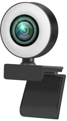 EBAYTV Cámara Web, Webcam 4K Mini cámara Webcam Full HD con Anillo de luz de Relleno micrófono USB transmisión en Vivo(2K)