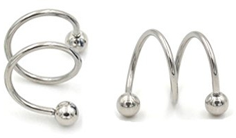 ODETOJOY Punk-Spirale Twister Barbell Ohrring für Männer Gauge 16G Kugel 316L Edelstahl eloxiert S Doppel Ohr Knorpel Helix Lippe Ringe Frauen Tragus Piercing Rock Clip Körperschmuck