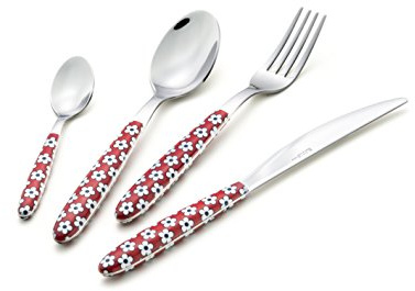 Eme Set 24pz Posate Vetrina Salvaspazio Vero Margarita Rosso Made in Italy