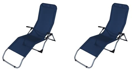 DEGAMO Kippliege Sylt, Stahl grau + Textilgewebe blau, klappbar, für Innen + Außen (2)