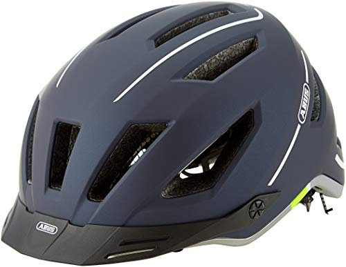 ABUS Stadthelm Pedelec 2.0 - Fahrradhelm mit Rücklicht und Regenhaube - für den Stadtverkehr - für Damen und Herren - Blau, Größe L