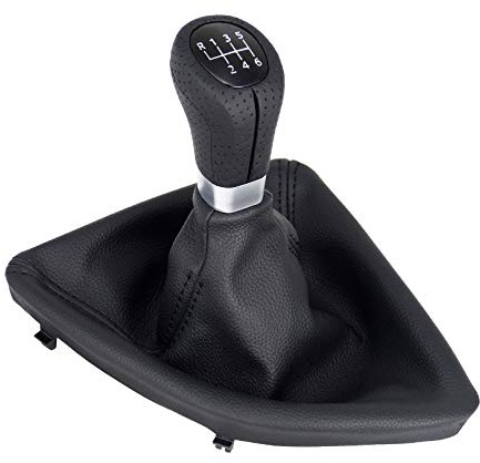 Schaltsack & Schaltknauf für BMW 1er e81 e82 e87 e88 - Bj. 2004 - 2011 - 6 Gang Knauf mit Rahmen - Schwarz - Silber - Schaltmanschette Schalthebel Manschette Schaltung - Hebel Schaltgetriebe A277-1