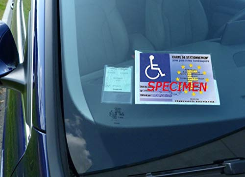 Selbstklebendes Halteclip für Behindertenparkausweis, Etui zum Kleben auf die Windschutzscheibe, französische Herstellung