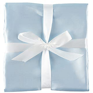 Heavens Cuddles Double Sided Pure Satin Baby Blanket (Light Blue) 48x36