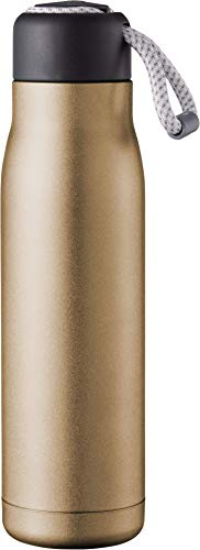 Pioneer wiederverwendbare doppelwandige vakuumisolierte Trinkflasche aus hochwertigem 18/8 Edelstahl mit Schnur – 500ML, Mattbronze, 10 Stunden Warmhalten/30 Stunden Kühlbleiben, KVB500MBR