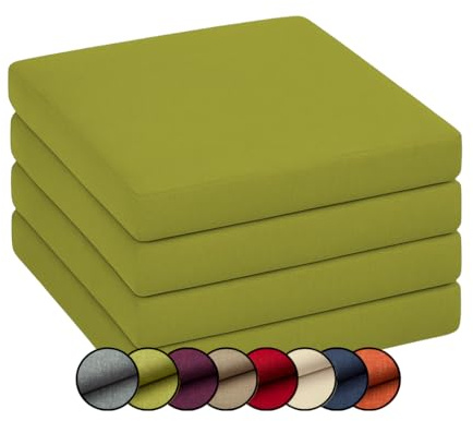 chilly pilley Stuhlkissen Gartenkissen Gartenstühle Stuhlauflage Stuhlpolster Sitzkissen Abnembar Bezug Mit Reißverschluss Auflage Set Garten Kissen (4er Set 45x45x5, Grün)