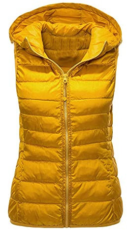 YUNHOME Angelweste Große Größe Weste Warme Weste Winterweste Damen Warme Weste Weste Mit Kapuze Daunenweste Damen Herbst Und Winter Weste Plus Größe Schlanke Baumwolljacke-Gelb_M