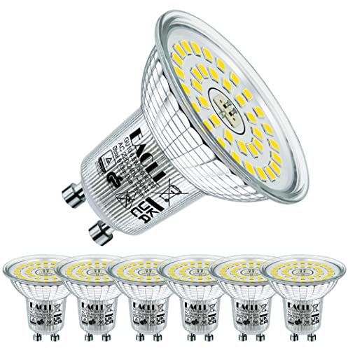 EACLL Lampadine LED GU10 6.5W Equivalente a Alogena 100W, Pacco da 6, 790lm Luce Diurna 5000K, Faretti AC 230V senza Sfarfallio, Angolo a Fascio 120° Spot, Non Dimmerabile Corta Riflettore Lampade