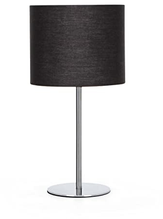 LED Universum Tischleuchte Tischlampe Nachttischlampe Leseleuchte mit Stoffschirm schwarz E14 Sockel Metallfuß flach chrom - 7369