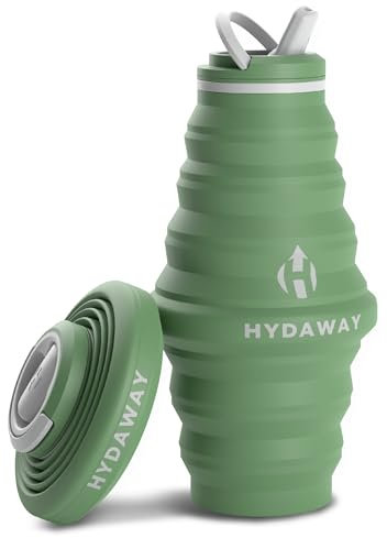 HYDAWAY | zusammenklappbare Wasserflasche mit Auslaufdeckel| ultra-packbar und reisefreundlich | aus lebensmittelechtem Silikon | 750 ml
