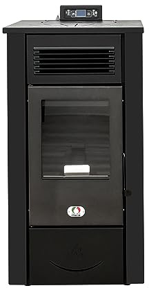 STUFE A PELLET ITALIA Canada 14 KW Canalizzata - Stufa ad Aria Ventilata Efficienza 89% Scalda 130m² Autonomia 15H Programmabile 5 Velocità e Potenze Garanzia 24 Mesi Nero