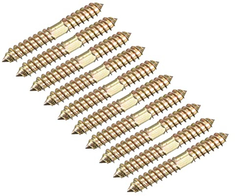 sourcing map 8x50mm Suspensión Pernos, 24uds Doble Extremo Autoperforantes Rosca Madera a Madera Espiga Tornillos para Madera Conexión