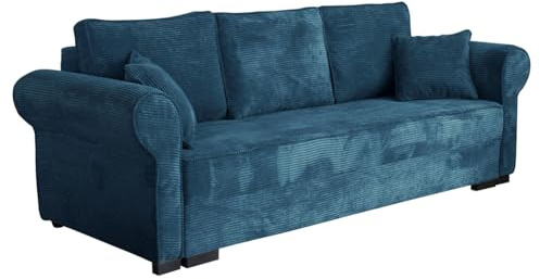 Mirjan24 Schlafsofa Olimpia Cord, Bettsofa mit abgerundete Armlehnen, Sofa mit Bettkasten und Schlaffunktion, Couchgarnitur, Schlafcouch, Sofagarnitur, Wohnlandschaft, Beste Qualität (Poso 05)