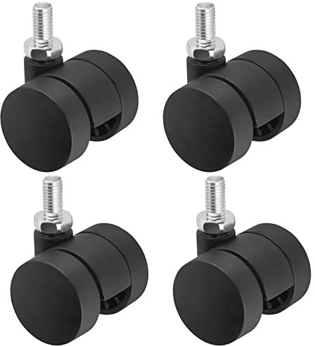 Sotech 4er Set Möbelrolle AACHEN mit M8 x 15 mm Gewinde (Ø 35 mm, 40 Kg Tragfähigkeit pro Rolle, 360 Grad drehbar, schwarz) Transportlenkrollen Doppel-Rollen leise und bodenschonend