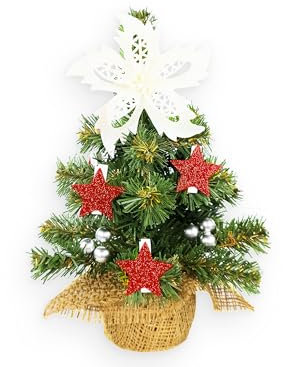 Geschmückter künstlicher Weihnachtsbaum mit 23 Ornamenten Tiny 5 im Topf 25 cm
