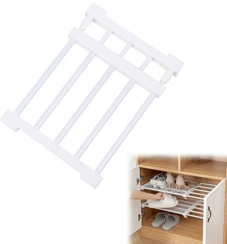 Helweet Ausziehbares Regalböden, Schrank Klemmregal, Aufbewahrungsorganizer Teleskopregal, Lagerregal Regal Separator Abteil, für Schränke, Schuhregale, Lagerregale, Einstellbare Länge 23–30 cm