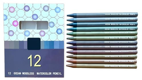 Holzlose Aquarellstifte zum Ausmalen, Malen, Kunst, Illustrationen, Journaling, wasserlöslicher Buntstift, 12 Stück