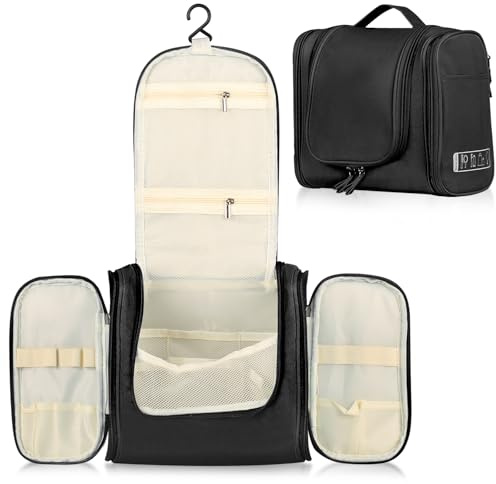Boic Beauty Case Da Viaggio Uomo, Trousse Da Viaggio, Beauty Case Donna, Beauty Uomo Da Viaggio Con Gancio, Beauty DaViaggio, Borsa Da Bagno Per Toilette Accessori (Nero)