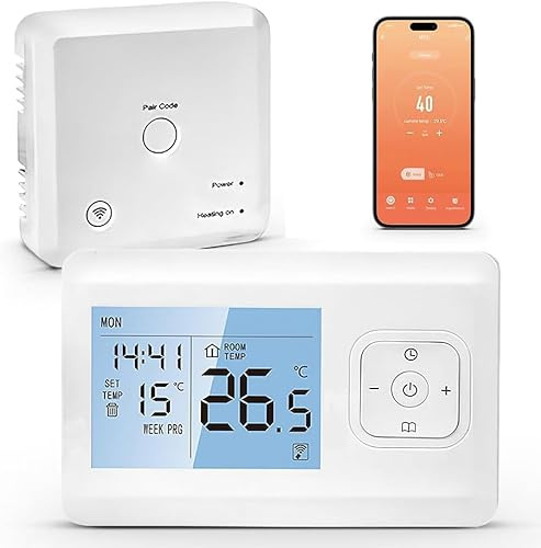 Termostato WiFi Connesso Senza Fili, Termostato Connesso e Intelligente WiFi, Termostato Programmabile per Caldaia a Gas, Controllo a Distanza Compatibile con Alexa e Google Home