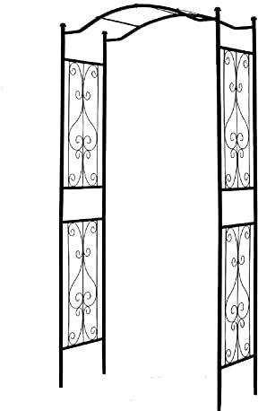 SCENDOR 92'' H x 44'' W Arch Arbours Trellis for Outdoor, Trellis Plants Support with Metal Durable Iron Use for Climbing Plants w/Decorative Wire Lattice - Black