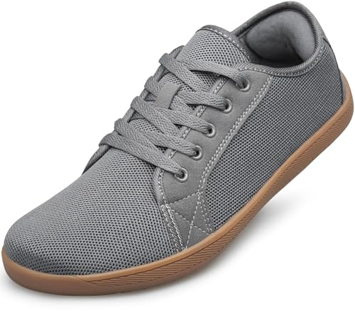 PQKDM Barefoot Shoes Mens Womens Trainers Wide Toe Box Sneaker Trail Running Shoes Unisex Walking Outdoor Grey Size 8