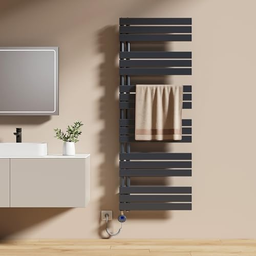 EMKE Scaldasalviette Elettrico con WIFI Termostato 160x60 cm,Antracite | Resistenza Riscaldante con Timer, Termoarredo Bagno, 1000W,Scaldasalviette Elettrico Bagno