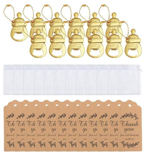 Regali per gli ospiti per una festa prenatale, portachiavi per festa prenatale, 12 x ringraziamenti per baby shower,souvenir di ritorno degli ospiti decorativi con etichette di borse in organza per