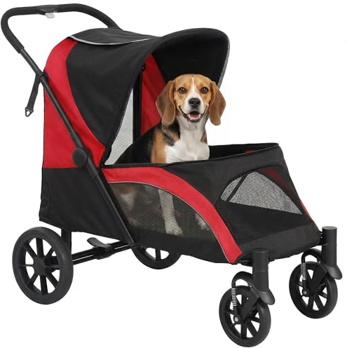 PawHut Hundewagen Klappbar für Mittelgroße Hunde & Katzen 25 kg Schwarz