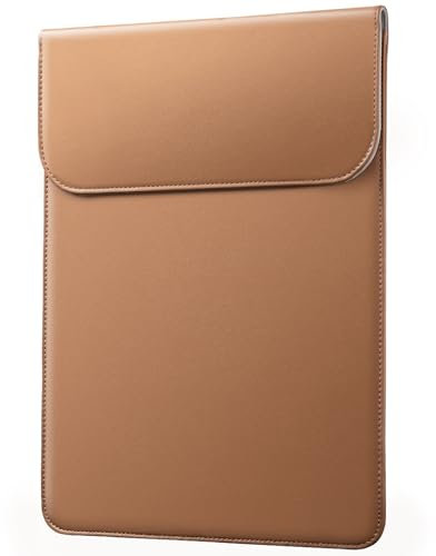 JETech Dünn Laptoptasche Hülle für MacBook Pro 14-Zoll (M5/M4/M3/M2/M1, 2021-2025), PU Ledertasche mit Magnetverschluss (Braun)