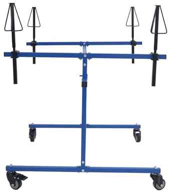 RainWeel Soporte para 4 llantas, soporte de pintura con conos giratorios 360°, de acero galvanizado (azul)