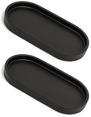 Badezimmer Deko, Badezimmer Tablett, Dekotablett, 2 Stück Ovale Bad-Ablageteller(25×11.5×2cm) für Seifen, Handtücher, Kerzen, Schmuck und Pflanzendekoration
