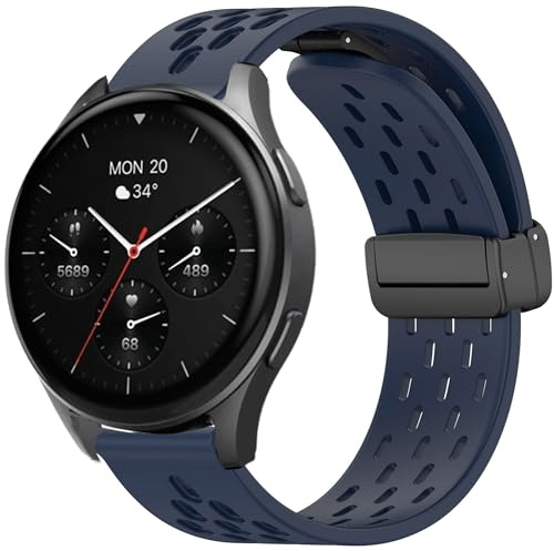 Blueshaweu 18mm 20mm Armband Kompatibel Für Hama Smartwatch 8900 1,32“ / 8900 1,43, Magnetisch Einstellbar Atmungsaktiv Sport Silikon Ersatz Uhrenarmband Kompatibel mit Hama 8900