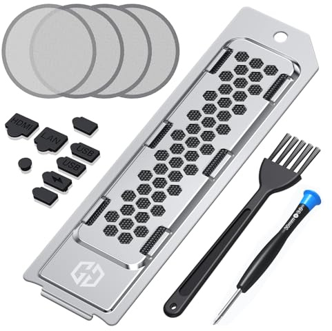 GRAUGEAR Copertura del dissipatore di calore per PS5 Pro/PS5 Slim, PS5 Pro/Slim M.2 SSD con filtro antipolvere della ventola e spine delle porte, previene il surriscaldamento e l'accumulo di polvere