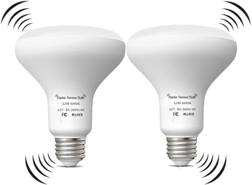 Vanpus Glühbirne Mit Bewegungsmelder E27 LED kaltweiß 6000K12W Lichtsteuerung Radarlampe ‌Automatische Erkennung: Licht ein-/ausschalten 2 stk