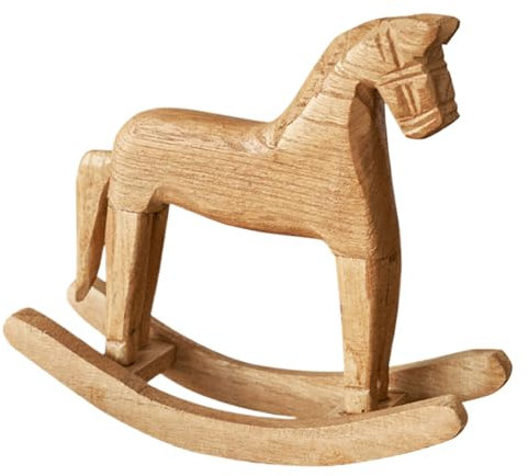 Schaukelpferd-Ornament Aus Holz - Vintage Schaukelpferd Deko | Handgeschnitzte Pferdestatue Für Kinderzimmer, Cowboy-Motto, Bücherregal & Schreibtisch | Rustikales Mittelstück Für Hochzeit, Babyzimmer
