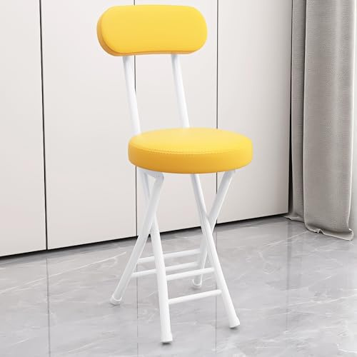 Generico Sgabello Pieghevole Da 47 Cm con Schienale Imbottito, Sgabello Da Bar Pieghevole, Sgabelli Da Banco Portatili per Cucina, Sala Da Pranzo, Campeggio All'aperto(Yellow)