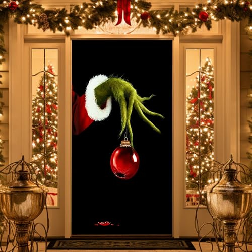 Ekukeon Christmas Door Banner, 200 x 90 cm,Weihnachten Tür Abdeckung, Weihnachts-Dekoration für Haustür, Weihnachten Tür Hängen, Weihnachten Deko Outdoor, Weihnachten Hintergrund Tür Hängen
