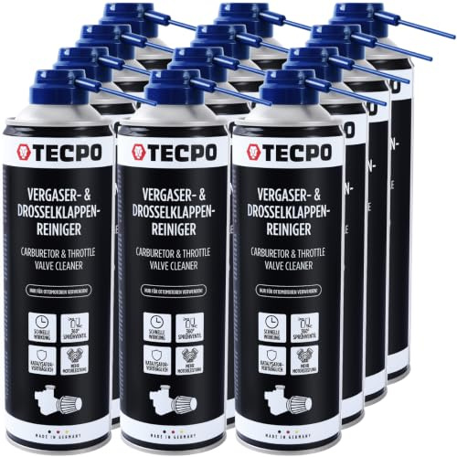 TECPO Limpiador de carburadores y válvulas de mariposa, 12 x 500 ml, disolvente AGR, limpiador de válvulas de carburador, inyectores, limpiador de boquillas, limpiador de aspiración