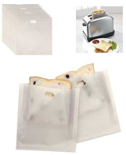 Fysaran Toastabags | Bolsas reutilizables para tostadora, antiadherente, lavable, 10 unidades, bolsas para el desayuno, para microondas, barbacoa